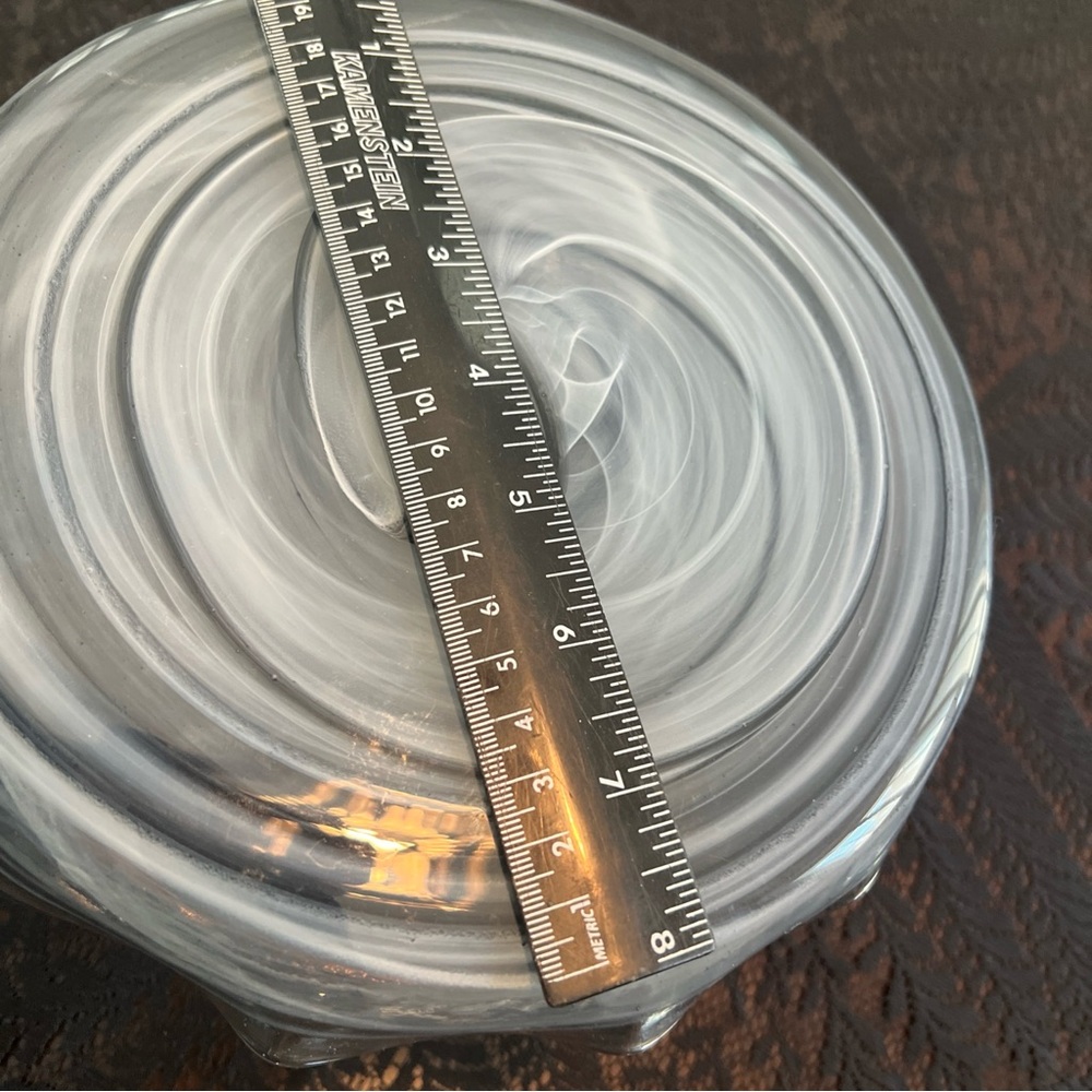 Decorative Handblown Glass Cake Stand Grey/Black/White/Clear Swirl - Picture 6 of 7